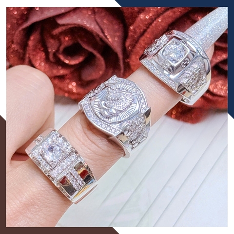 Nhẫn Nam Vàng Trắng 10k Đính Đá CZ Nhiều Mẫu NVNA98 – Biểu Tượng Của Sự Thành Đạt & Lịch Lãm