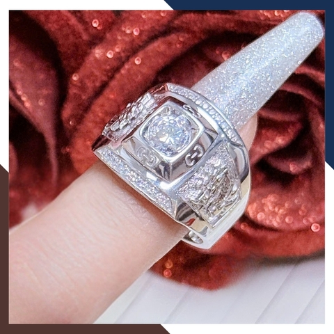 Nhẫn Nam Vàng Trắng 10k Đính Đá CZ Nhiều Mẫu NVNA98 – Biểu Tượng Của Sự Thành Đạt & Lịch Lãm