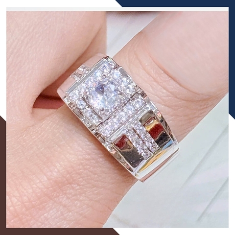 Nhẫn Nam Vàng Trắng 10k Đính Đá CZ Nhiều Mẫu NVNA98 – Biểu Tượng Của Sự Thành Đạt & Lịch Lãm