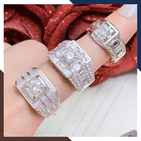 Nhẫn Nam Vàng Trắng 10k Đính Đá CZ Nhiều Mẫu NVNA98 – Biểu Tượng Của Sự Thành Đạt & Lịch Lãm