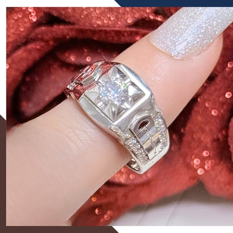 Nhẫn Nam Vàng Trắng 10k Đính Đá CZ Nhiều Mẫu NVNA98 – Biểu Tượng Của Sự Thành Đạt & Lịch Lãm