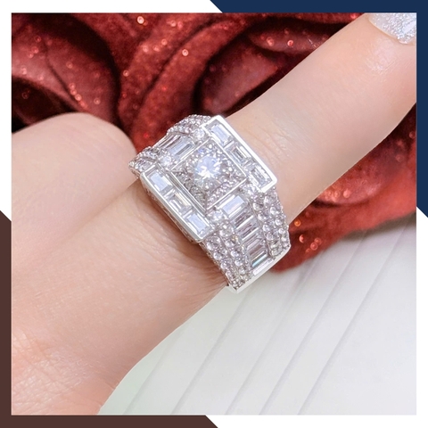 Nhẫn Nam Vàng Trắng 10k Đính Đá CZ Nhiều Mẫu NVNA98 – Biểu Tượng Của Sự Thành Đạt & Lịch Lãm