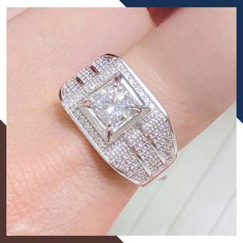 Nhẫn Nam Vàng Trắng 10k Đính Đá CZ Nhiều Mẫu NVNA98 – Biểu Tượng Của Sự Thành Đạt & Lịch Lãm