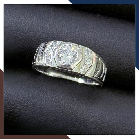 Nhẫn Nam Vàng Trắng 10k Đính Đá CZ Nhiều Mẫu NVNA98 – Biểu Tượng Của Sự Thành Đạt & Lịch Lãm