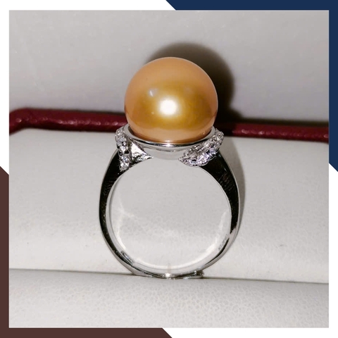 Nhẫn Ngọc Trai Màu Vàng Ánh Kim Đơn Giản Cho Nữ Đẹp NNT28 | Ngọc Trai Thật