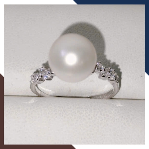 Nhẫn Ngọc Trai Thật Đẹp Cho Nữ Bằng Bạc Ý 925 Xi Bạch Kim NNT31