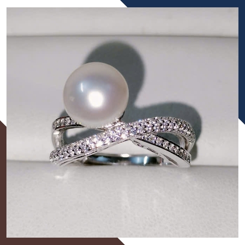 Nhẫn Ngọc Trai Thật Đẹp Cho Nữ NNT30 | Bạc Ý 925 Xi Bạch Kim