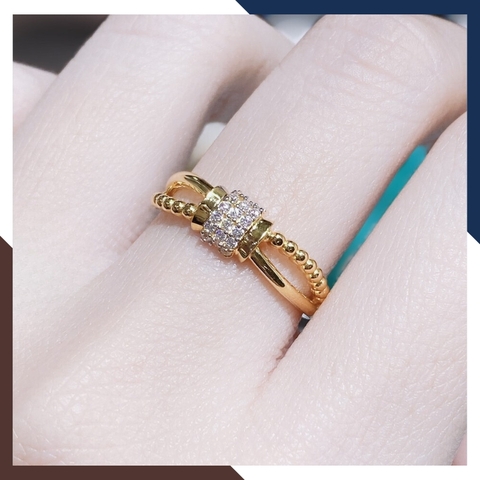 Nhẫn nơ vàng tây 10k kiểu 2 vòng dễ thương cho nữ đeo ngón trỏ đẹp mã TL34