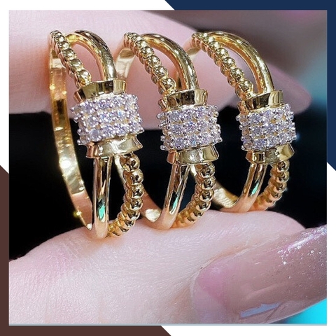 Nhẫn nơ vàng tây 10k kiểu 2 vòng dễ thương cho nữ đeo ngón trỏ đẹp mã TL34