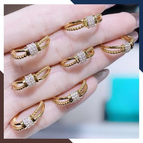Nhẫn nơ vàng tây 10k kiểu 2 vòng dễ thương cho nữ đeo ngón trỏ đẹp mã TL34
