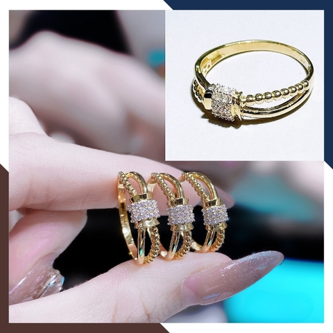 Nhẫn nơ vàng tây 10k kiểu 2 vòng dễ thương cho nữ đeo ngón trỏ đẹp mã TL34