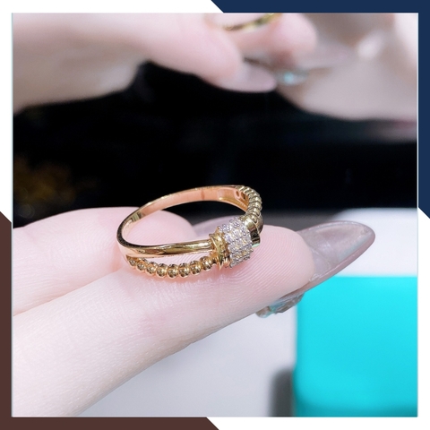 Nhẫn nơ vàng tây 10k kiểu 2 vòng dễ thương cho nữ đeo ngón trỏ đẹp mã TL34