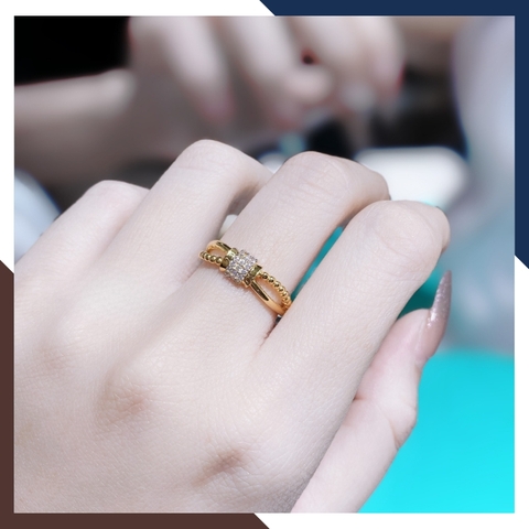 Nhẫn nơ vàng tây 10k kiểu 2 vòng dễ thương cho nữ đeo ngón trỏ đẹp mã TL34