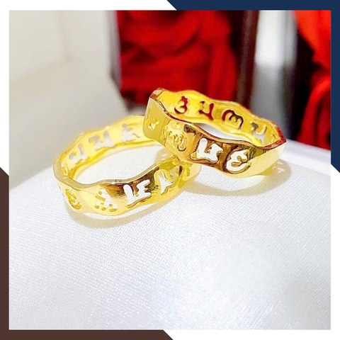 Nhẫn Om Mani Padme Hum Lục Tự Đại Minh Chú Bằng Vàng tây 10k Mã NVN65
