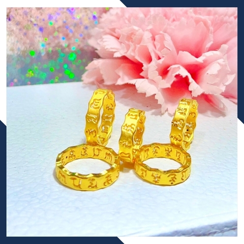 Nhẫn om mani padme hum vàng 24k 9999 chú bình an mã NPT12