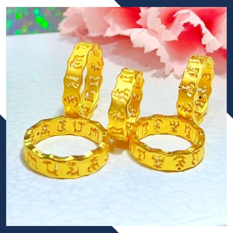 Nhẫn om mani padme hum vàng 24k 9999 chú bình an mã NPT12