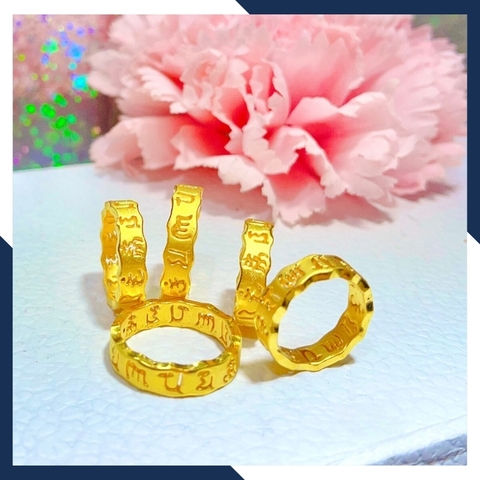 Nhẫn om mani padme hum vàng 24k 9999 chú bình an mã NPT12