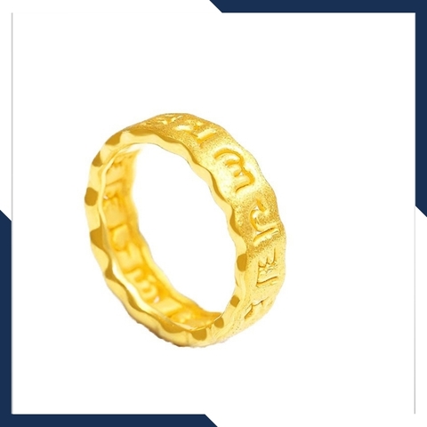 Nhẫn om mani padme hum vàng 24k 9999 chú bình an mã NPT12