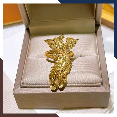 Nhẫn phượng hoàng vàng 24k NVNU435 chạm khắc 3D tinh xảo tôn dáng tay – biểu tượng phú quý