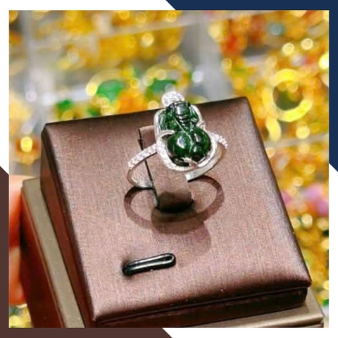 Nhẫn Tỳ Hưu Bạc Đá Cẩm Thạch Tự Nhiên Cho Nữ Mệnh Mộc NPT50 – Linh Vật Chiêu Tài Của Người Thành Công