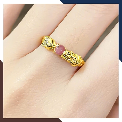 Nhẫn Tỳ Hưu Hồ Ly Vàng Tây 10k Lộc Nhất Duyên Cho Nữ Mã NVN42 | Vàng 416