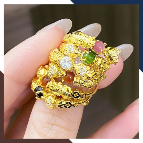 Nhẫn Tỳ Hưu Hồ Ly Vàng Tây 10k Lộc Nhất Duyên Cho Nữ Mã NVN42 | Vàng 416