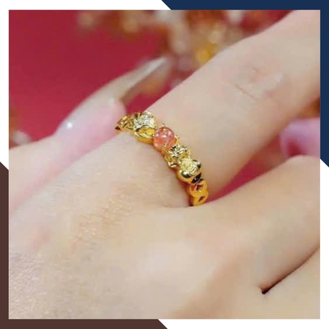 Nhẫn Tỳ Hưu Hồ Ly Vàng Tây 10k Lộc Nhất Duyên Cho Nữ Mã NVN42 | Vàng 416