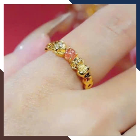 Nhẫn Tỳ Hưu Hồ Ly Vàng Tây 10k Lộc Nhất Duyên Cho Nữ Mã NVN42 | Vàng 416