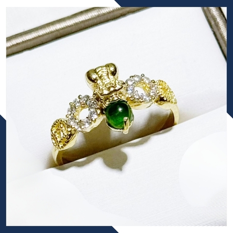 Nhẫn tỳ hưu vàng tây 10k phong thủy cho nữ, nhẫn kim tiền tỳ hưu ngậm ngọc mã D80TL47