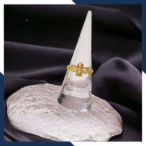 Nhẫn tỳ hưu vàng tây 10k phong thủy cho nữ, nhẫn kim tiền tỳ hưu ngậm ngọc mã D80TL47