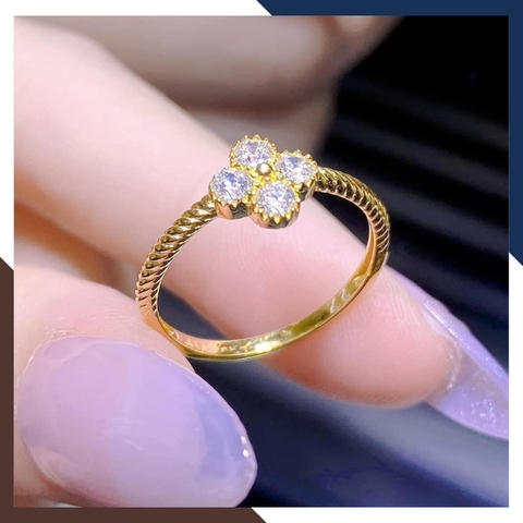 Nhẫn Vàng Cỏ 4 Lá Cho Nữ May Mắn NVN39 | Vàng Tây 10K