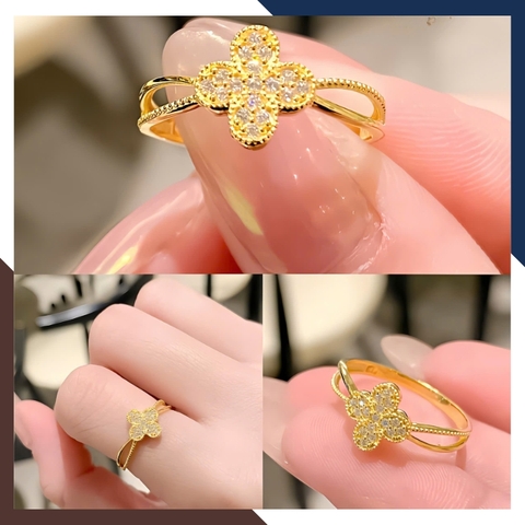 Nhẫn Vàng Cỏ 4 Lá Nhiều Mẫu Đẹp Cho Nữ NVN235 | Vàng Tây 10k