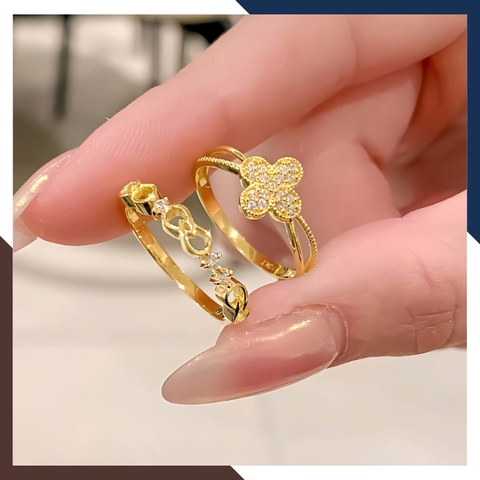 Nhẫn Vàng Cỏ 4 Lá Nhiều Mẫu Đẹp Cho Nữ NVN235 | Vàng Tây 10k