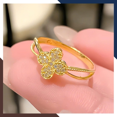 Nhẫn Vàng Cỏ 4 Lá Nhiều Mẫu Đẹp Cho Nữ NVN235 | Vàng Tây 10k