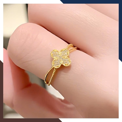 Nhẫn Vàng Cỏ 4 Lá Nhiều Mẫu Đẹp Cho Nữ NVN235 | Vàng Tây 10k