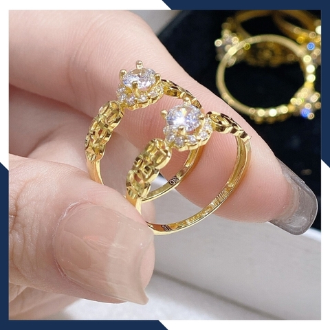 Nhẫn vàng kim tiền, nhẫn kim tiền vàng tây 10k đính đá tài lộc ngày vía thần tài mã 987TL33