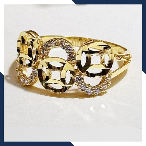 Nhẫn vàng kim tiền nữ 10k, nhẫn kim tiền vàng đính đá ngày vía thần tài mã 1166TL39