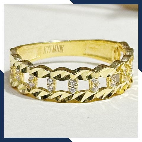 Nhẫn vàng kim tiền nữ 10k, nhẫn kim tiền vàng đính đá ngày vía thần tài mã 1405TL47