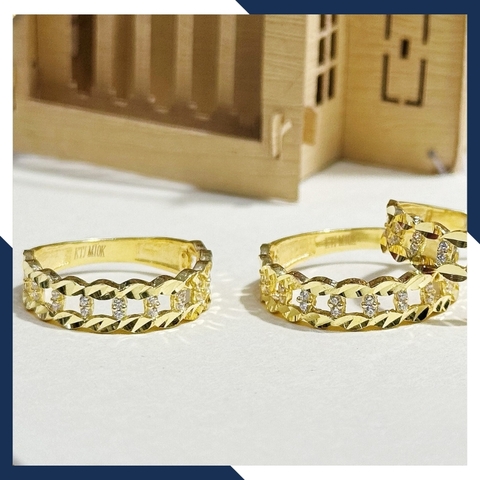 Nhẫn vàng kim tiền nữ 10k, nhẫn kim tiền vàng đính đá ngày vía thần tài mã 1405TL47