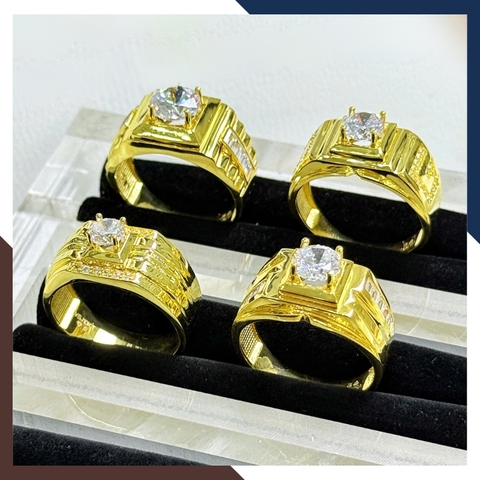 Nhẫn Vàng Nam 10K Đính Hột Đá CZ Trắng Mã NVNA117 – Thiết Kế Mặt Vuông, Bản To Mạnh Mẽ Cho Quý Ông