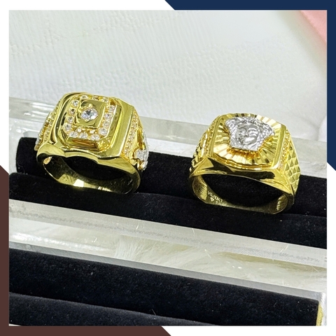 Nhẫn Vàng Nam 10k Mặt VERSACE Mã NVNA116 – Phối 2 Màu Mạnh Mẽ, Đầy Nam Tính