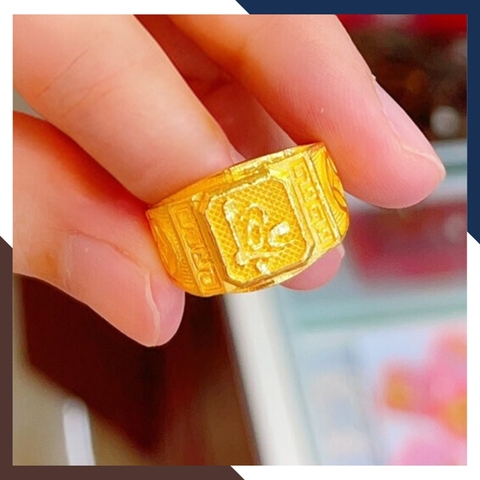 Nhẫn Vàng Nam 24k 9999 2 Chỉ Mặt Chữ Phước - Tài - Lộc Mã NVNA18