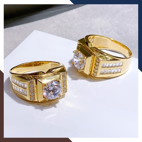 Nhẫn vàng tây nam 1 chỉ mặt vuông đính hột đá trắng mã NVNA11