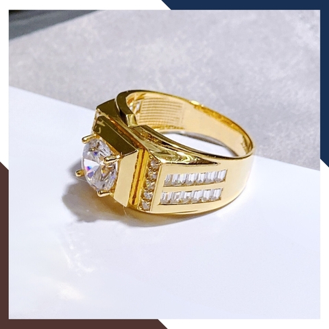Nhẫn vàng tây nam 1 chỉ mặt vuông đính hột đá trắng mã NVNA11