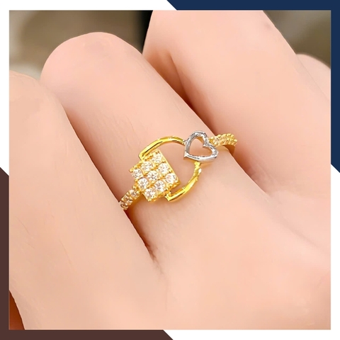 Nhẫn vàng nữ 10k hình trái tim ổ khóa tình yêu NVN420 – quà tặng bạn gái đầy ý nghĩa