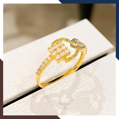 Nhẫn vàng nữ 10k hình trái tim ổ khóa tình yêu NVN420 – quà tặng bạn gái đầy ý nghĩa