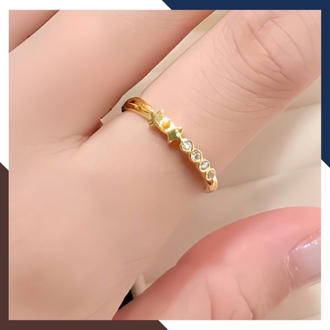 Nhẫn vàng nữ 10K NVN383 – Bst 4 mẫu nhẫn mảnh, phối layering đẹp