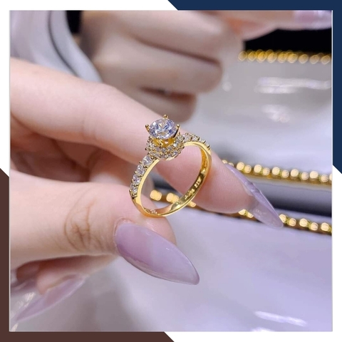 Nhẫn vàng nữ đính đá, nhẫn vàng tây 10k đẹp cho nữ mã TL38