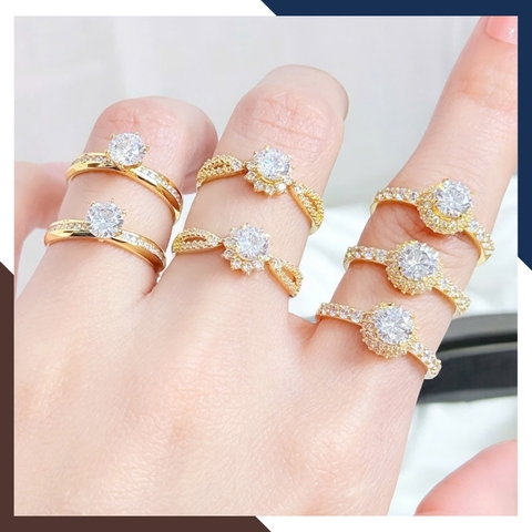 Nhẫn Vàng Nữ Đính Đá Tặng Người Yêu, Nhẫn Đính Hôn Vàng Tây 10k NVN197