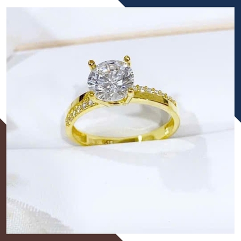 Nhẫn Vàng Nữ Đính Đá Tặng Người Yêu, Nhẫn Đính Hôn Vàng Tây 10k NVN197